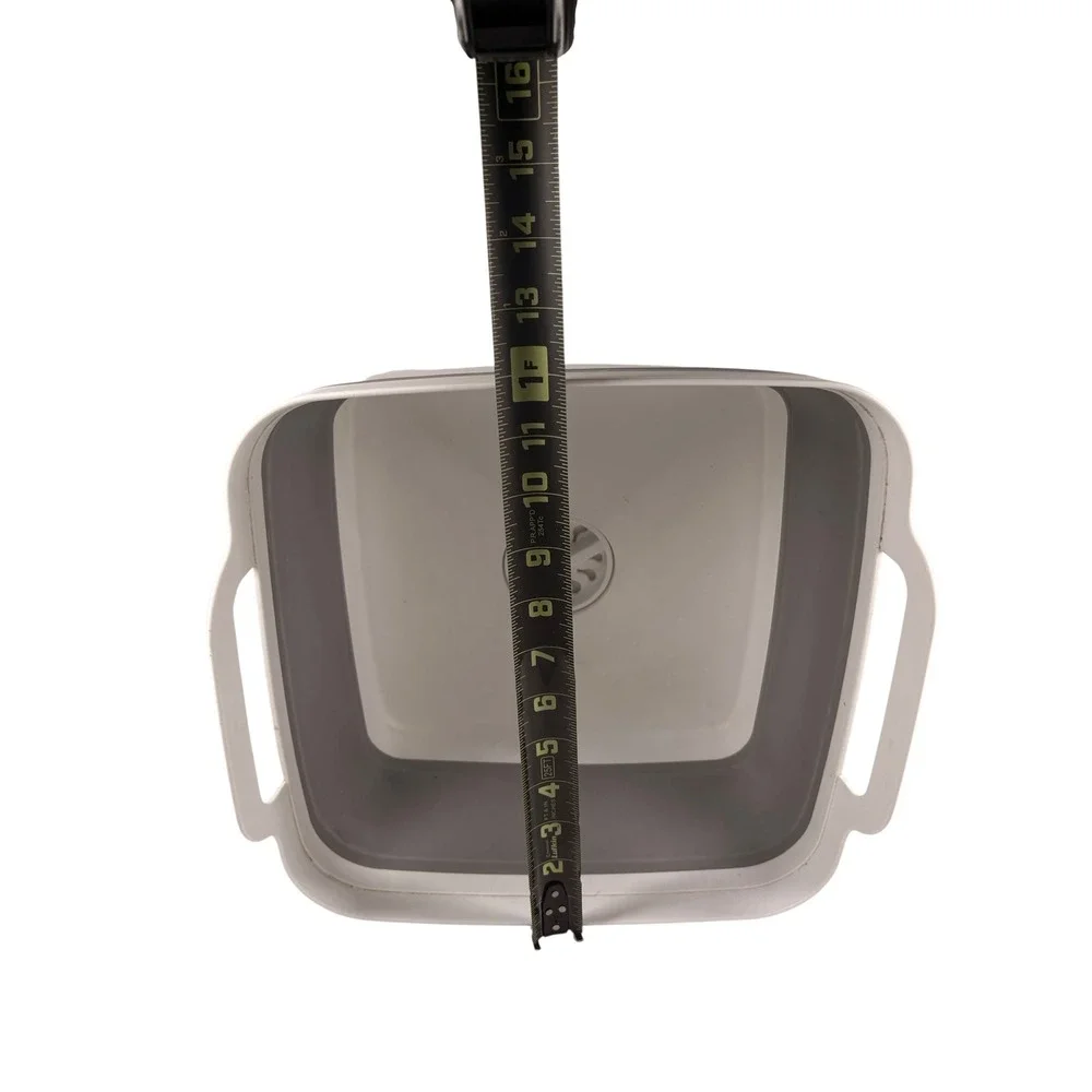 Unbranded Collapsible Dish Tub Basin with Drain Plug White Gray Excellent Square